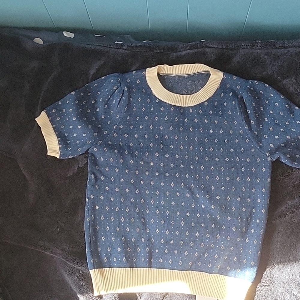 Knit Mix Blue Knit Top